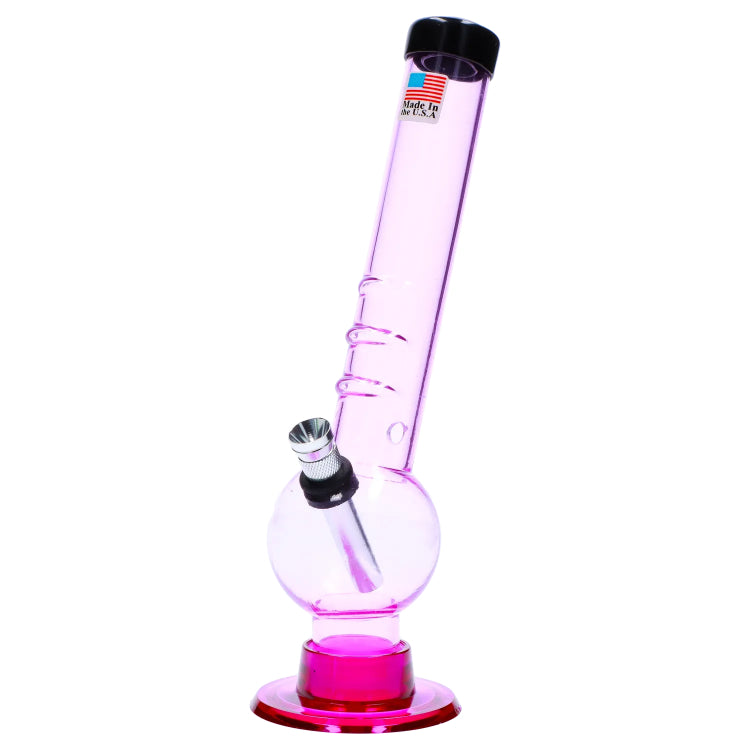 JM Plastics Bent Neck Acrylic Bong with Grip & Carb Hole 8in