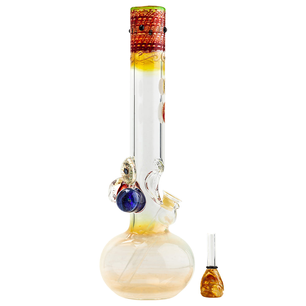 Jerome Baker Designs 50/5 Limited Edition Glass Bubble Base Bong | Red Marble - Custom Grommet Bowl Included 