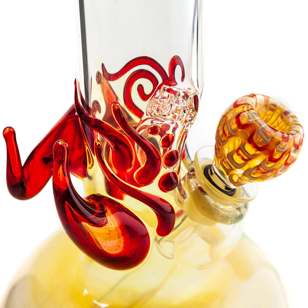 Jerome Baker Designs 50/5 Limited Edition Glass Bubble Base Bong | Red Horn - Close Up Sculptures