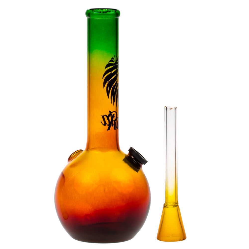 Rasta Lion Colored Glass Mini Bubble Base Bong - Downstem with Attached Bowl Included 