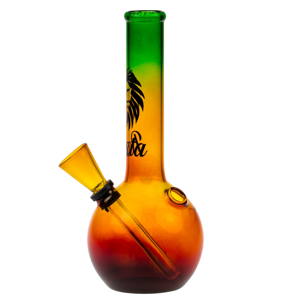 Rasta Lion Colored Glass Mini Bubble Base Bong - Side View 2