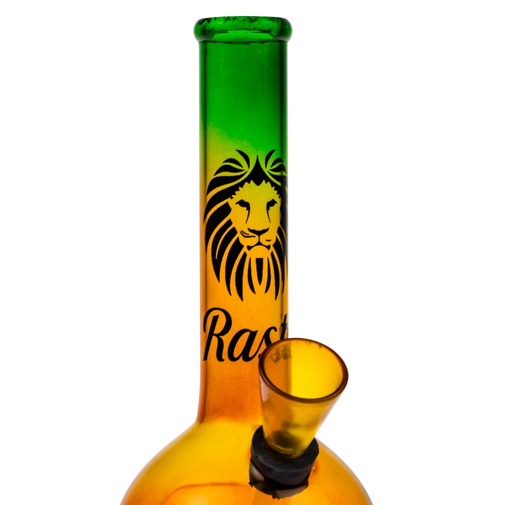 Rasta Lion Colored Glass Mini Bubble Base Bong - Close Up Decal 