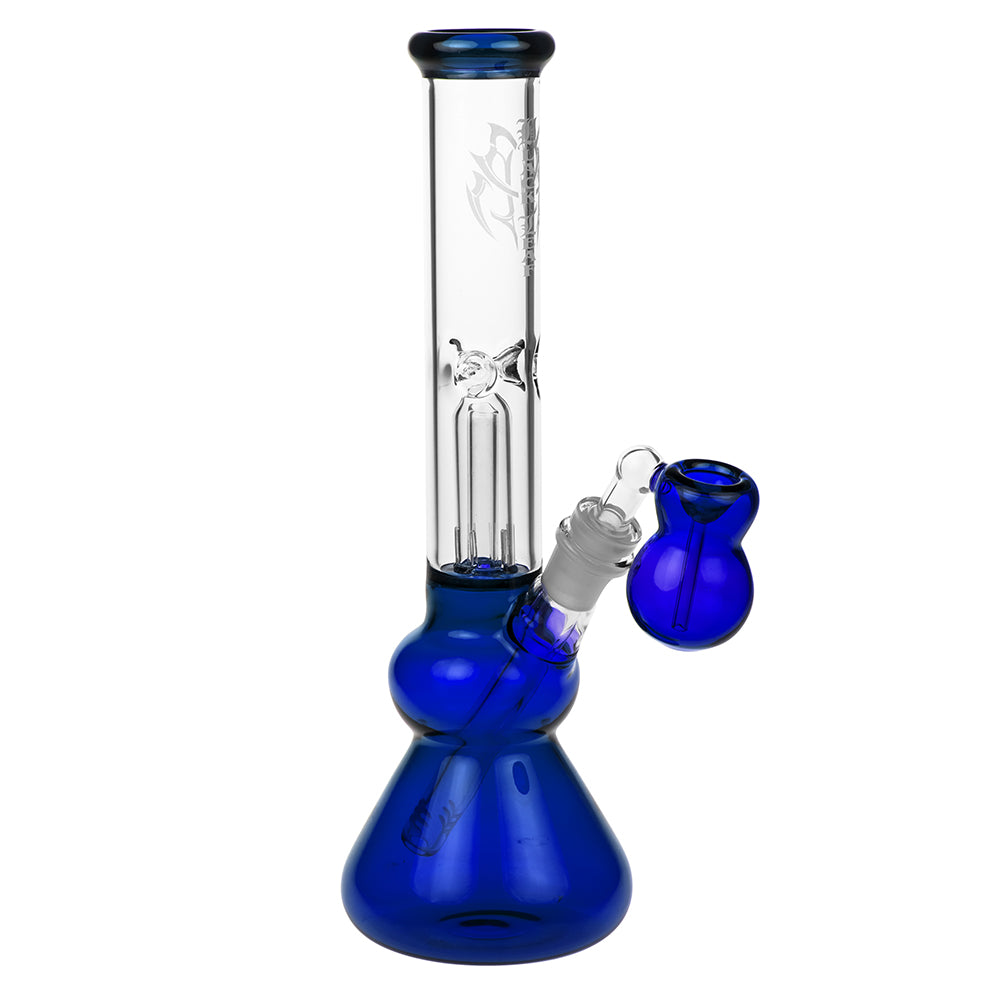 Black Leaf Glass Beaker Base Ice Bong with Precooler