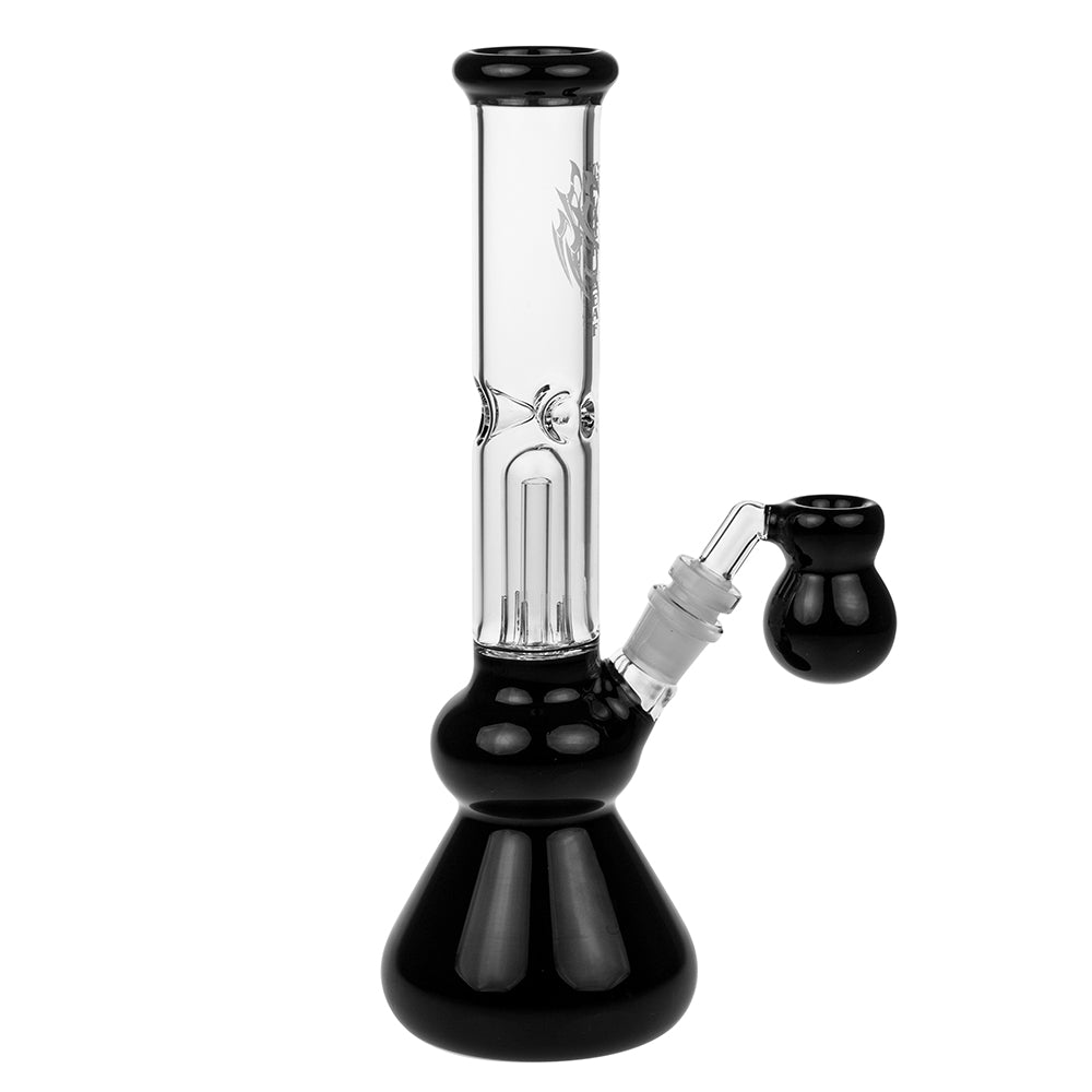 Black Leaf Glass Beaker Base Ice Bong with Precooler - Black - Side view 5