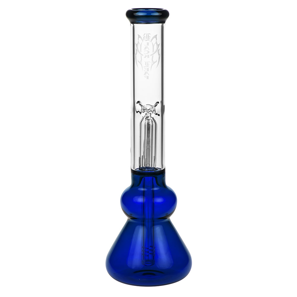 Black Leaf Glass Beaker Base Ice Bong with Precooler - Blue - Back view 