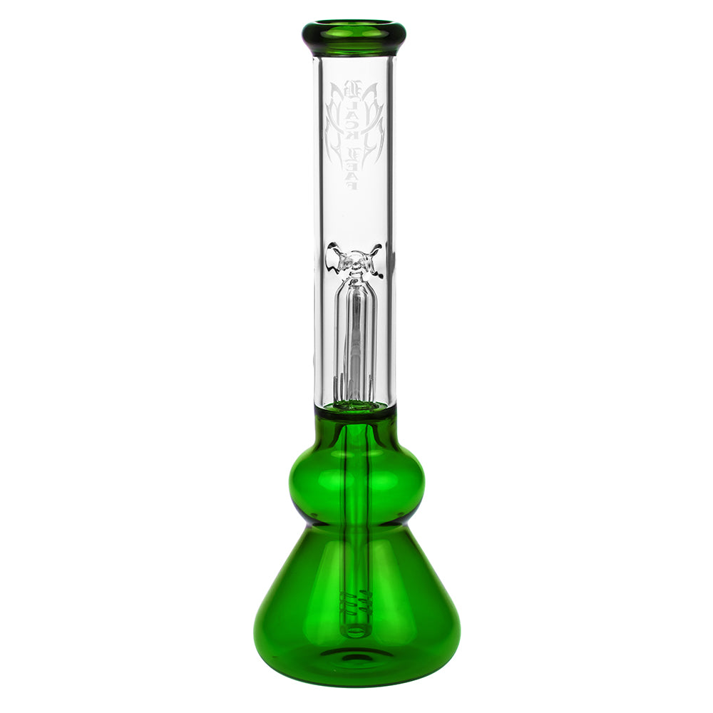 Black Leaf Glass Beaker Base Ice Bong with Precooler - Green - Back view 
