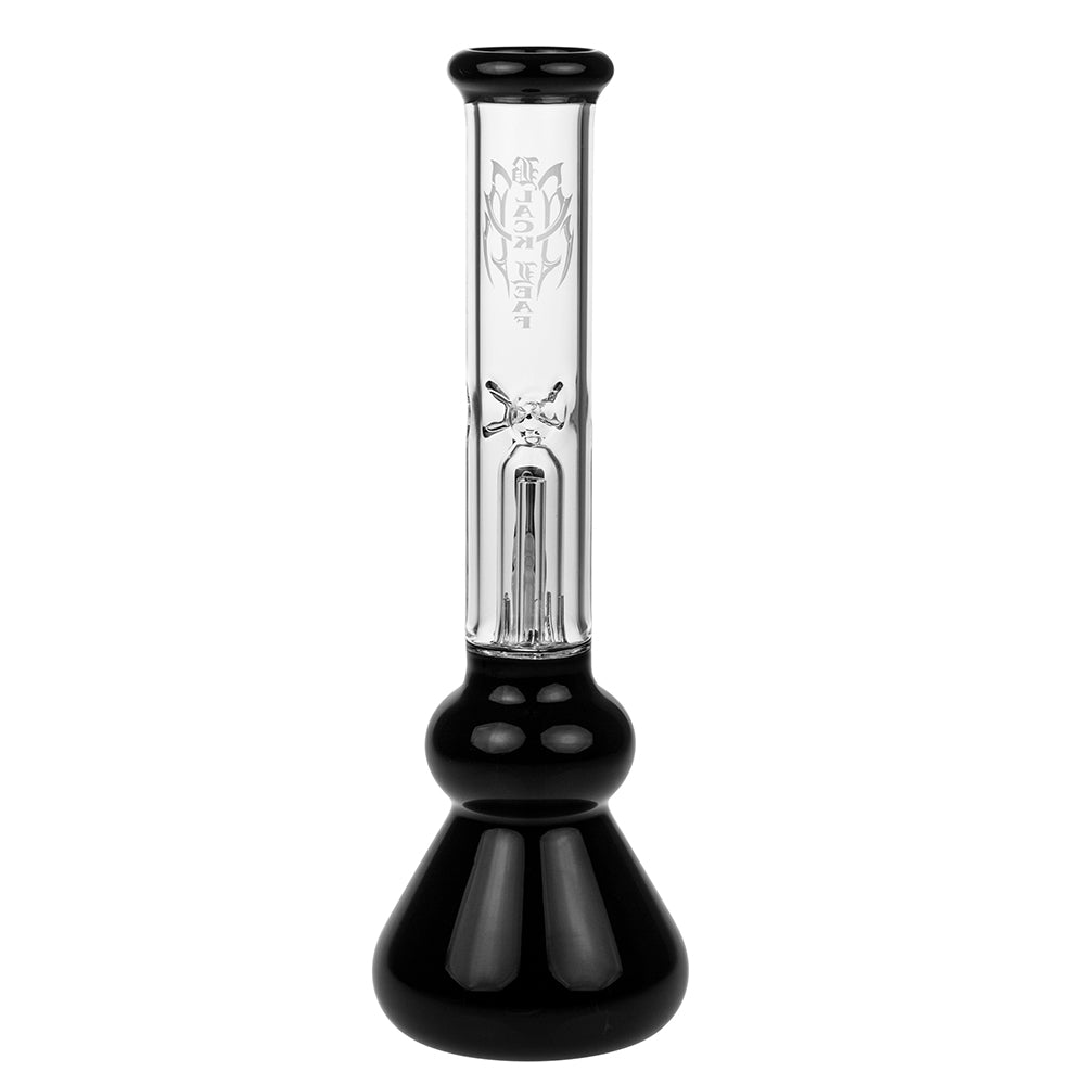 Black Leaf Glass Beaker Base Ice Bong with Precooler - Black - Back view 