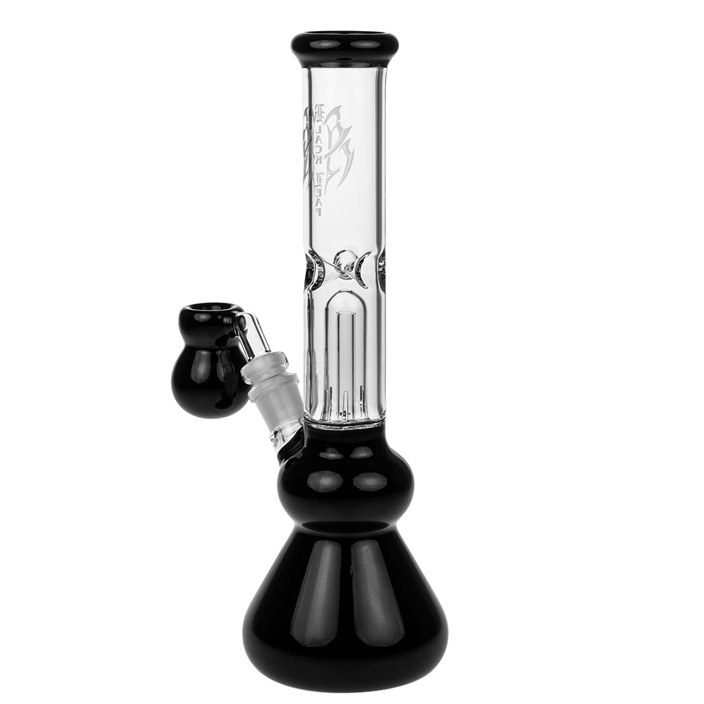 Black Leaf Glass Beaker Base Ice Bong with Precooler - Black - Side view 3