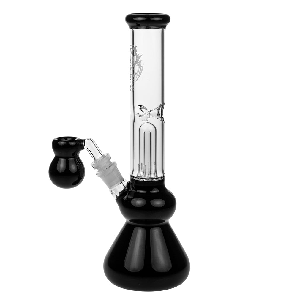 Black Leaf Glass Beaker Base Ice Bong with Precooler - Black - Side view 2