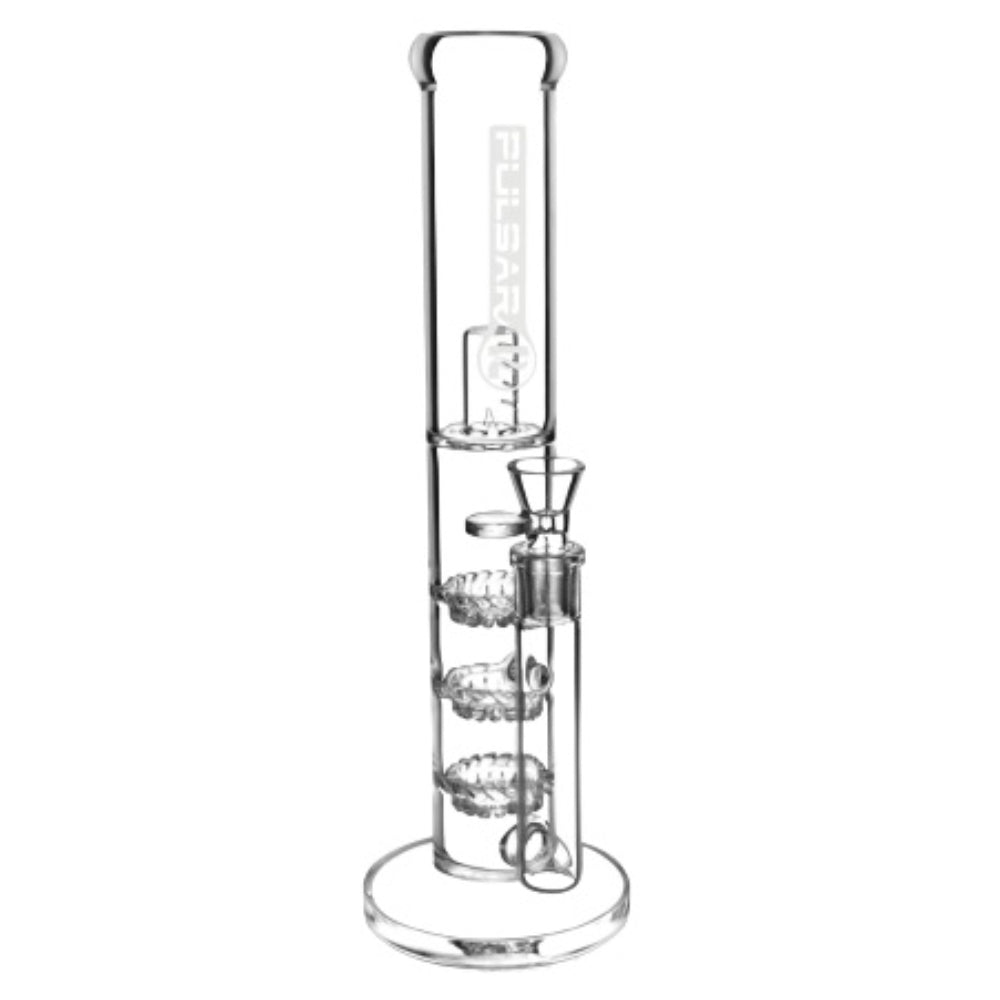 Pulsar Glass Water Pipe With Three Turbine Percolators | Side view 2