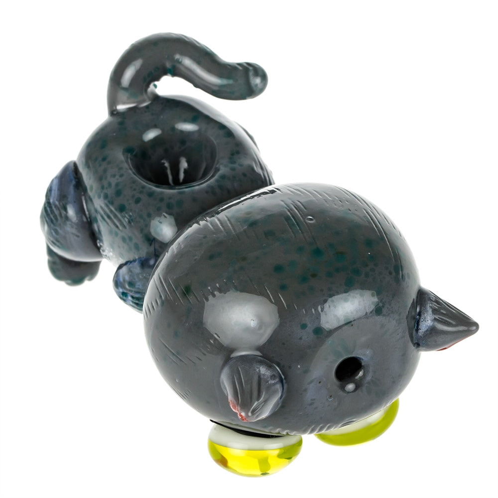 Empire Glassworks Glow in the Dark Galacticat Hand Pipe | back view