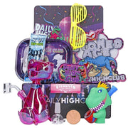 Daily High Club August 2023 Rave Dino Smoking Box | glass dino with bowl - box