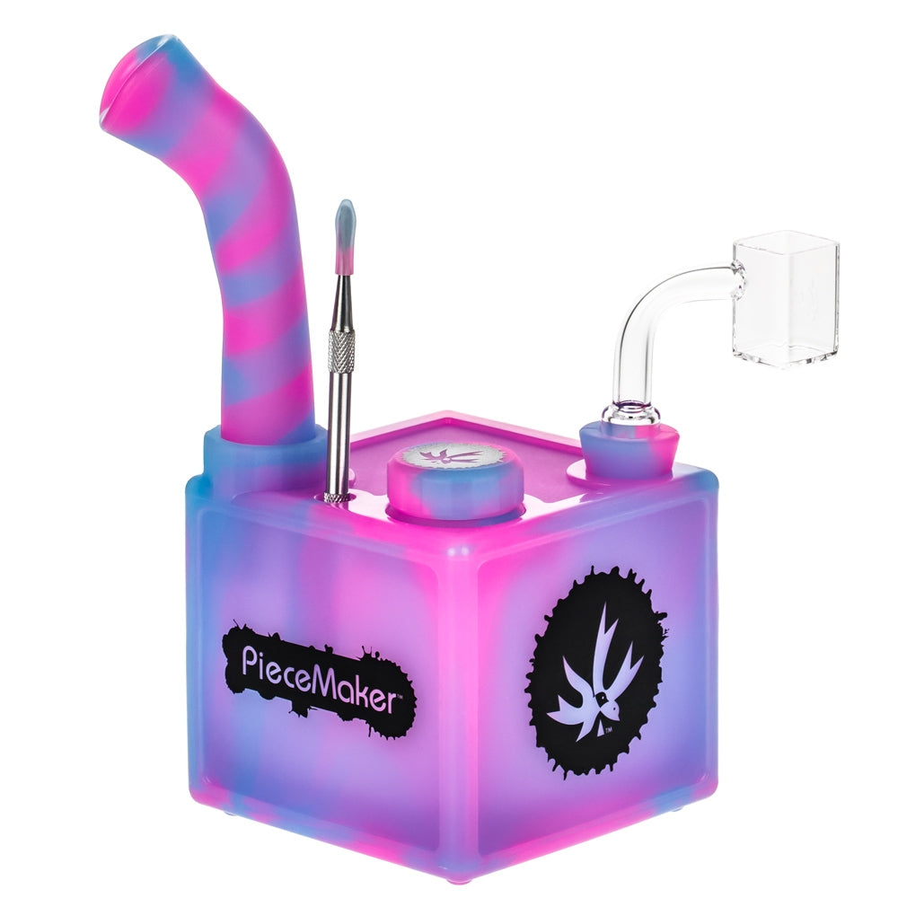PieceMaker Kube Silicone Dab Rig | Pink/Blue