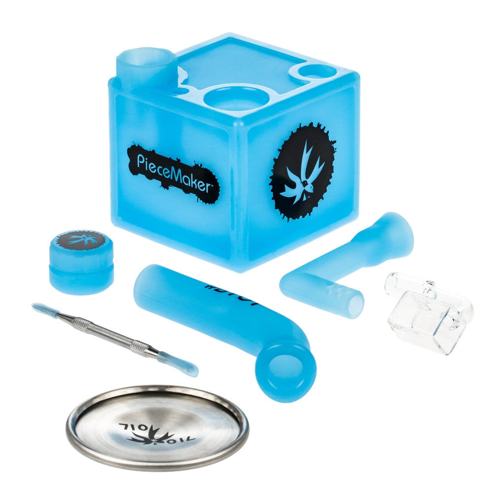 PieceMaker Kube Silicone Dab Rig | Blue - Complete Set 