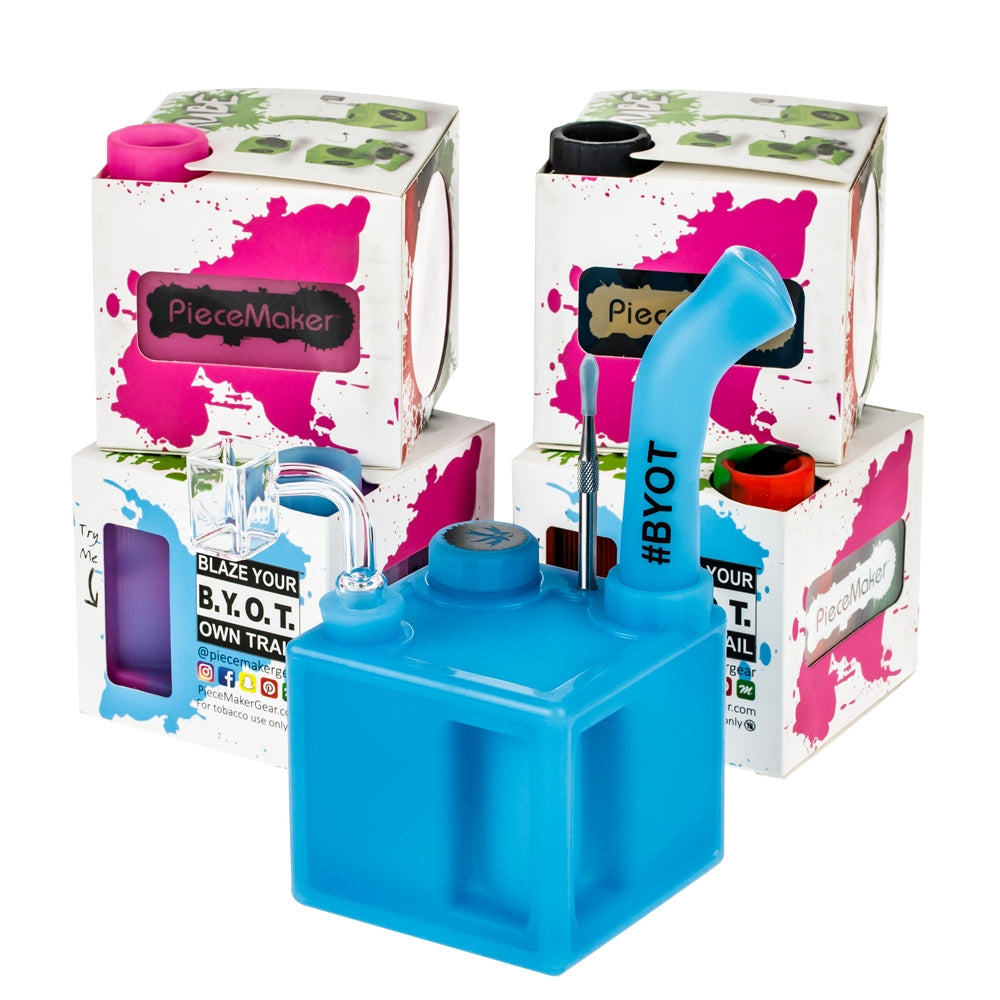PieceMaker Kube Silicone Dab Rig | Blue - With Box