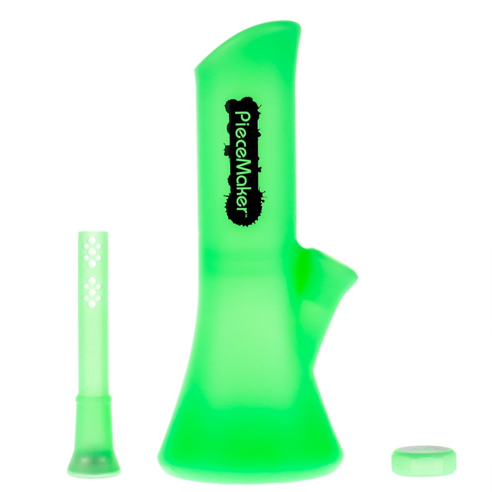 PieceMaker Kali Silicone Beaker Base Bong | Green Glow | Complete set