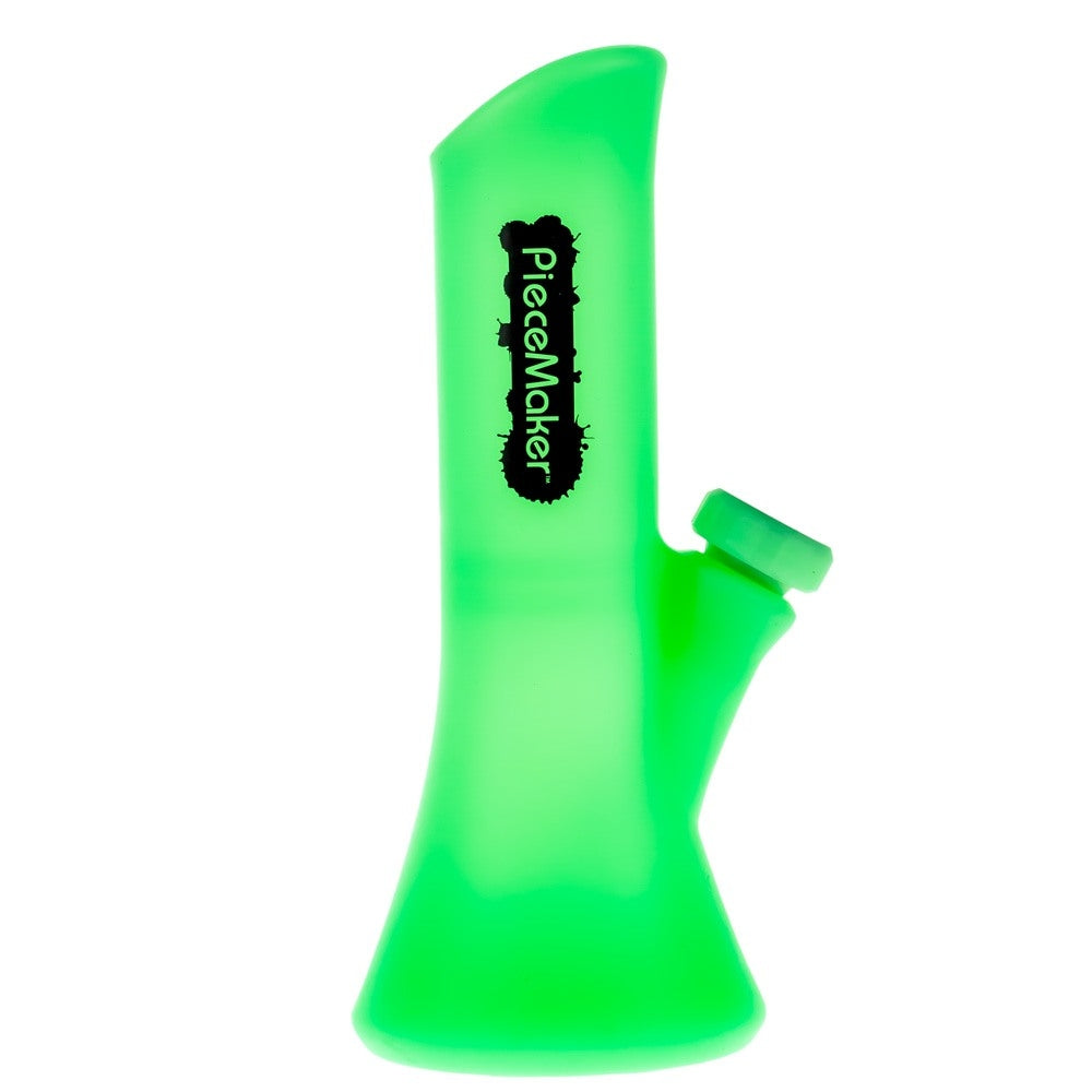 PieceMaker Kali Silicone Beaker Base Bong | Green Glow | Side View 4