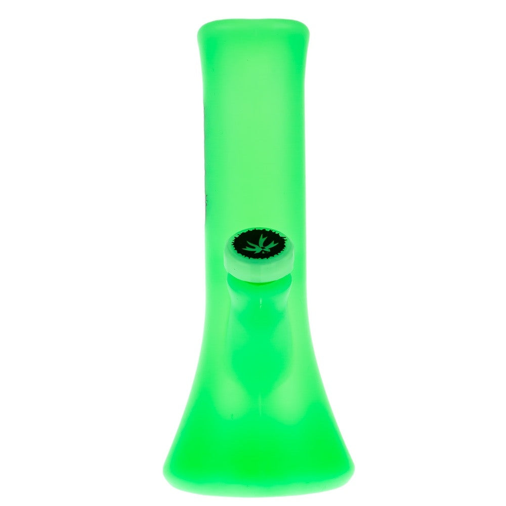 PieceMaker Kali Silicone Beaker Base Bong | Green Glow | Front View Cap On