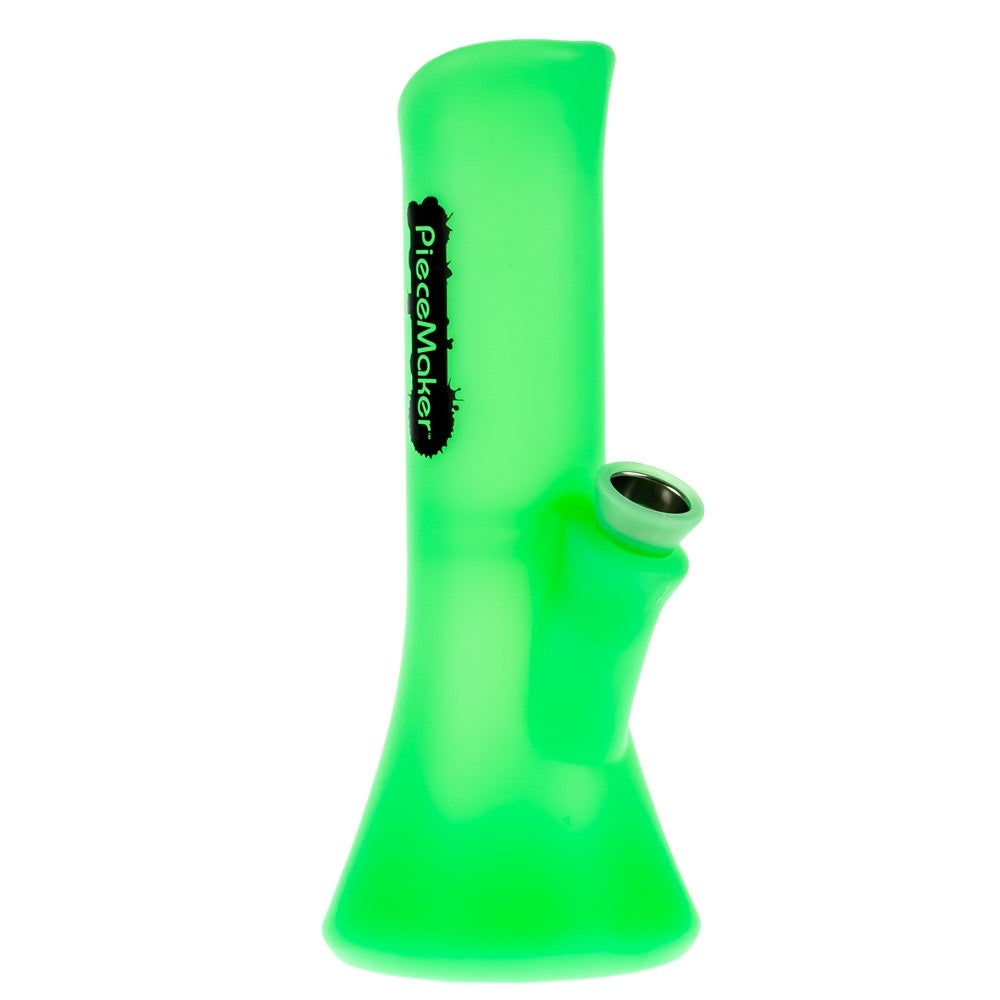 PieceMaker Kali Silicone Beaker Base Bong | Green Glow | Side View 1