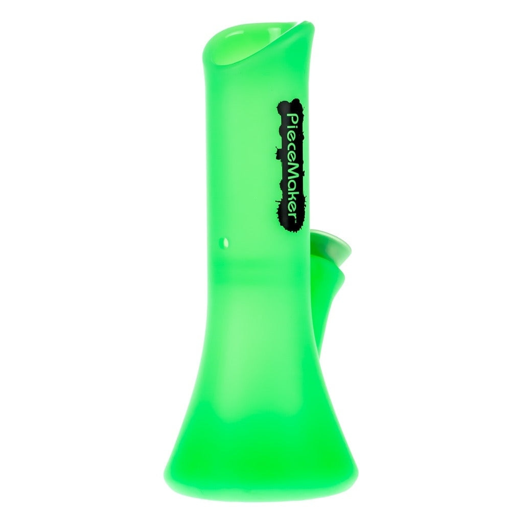PieceMaker Kali Silicone Beaker Base Bong | Green Glow | Side View 3
