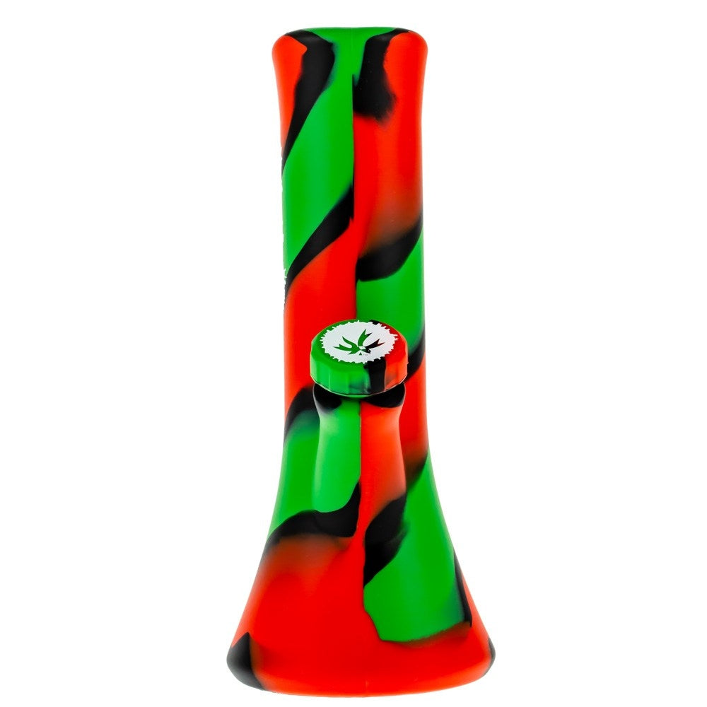 PieceMaker Kali Silicone Beaker Base Bong | Kwest Swirl | Front View Cap On