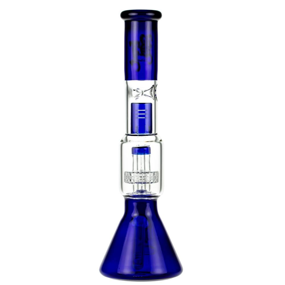 Black Leaf  Beaker Ice Bong with Drum Percolator | Boxed Set - Back View 