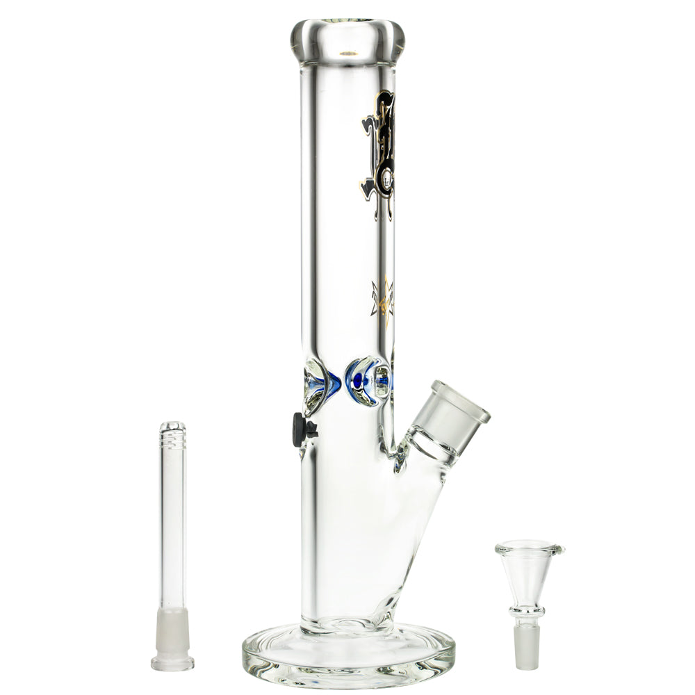 Black Leaf 9mm Straight Ice Bong | 35 cm - Downstem and Bowl Included 
