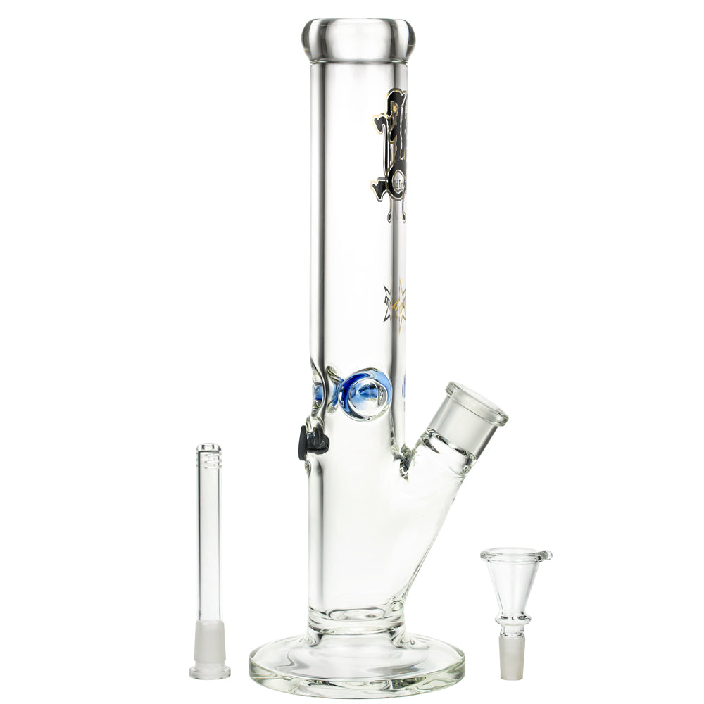 Black Leaf 7mm Straight Ice Bong | 34 cm - Downstem and Bowl Included 