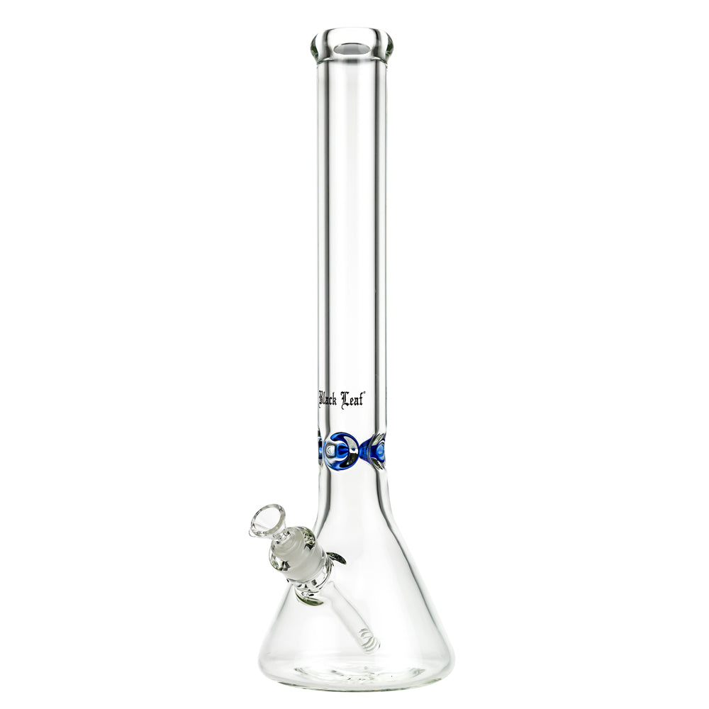 Black Leaf Glass Beaker Base Ice Bong | 9mm - Front View 