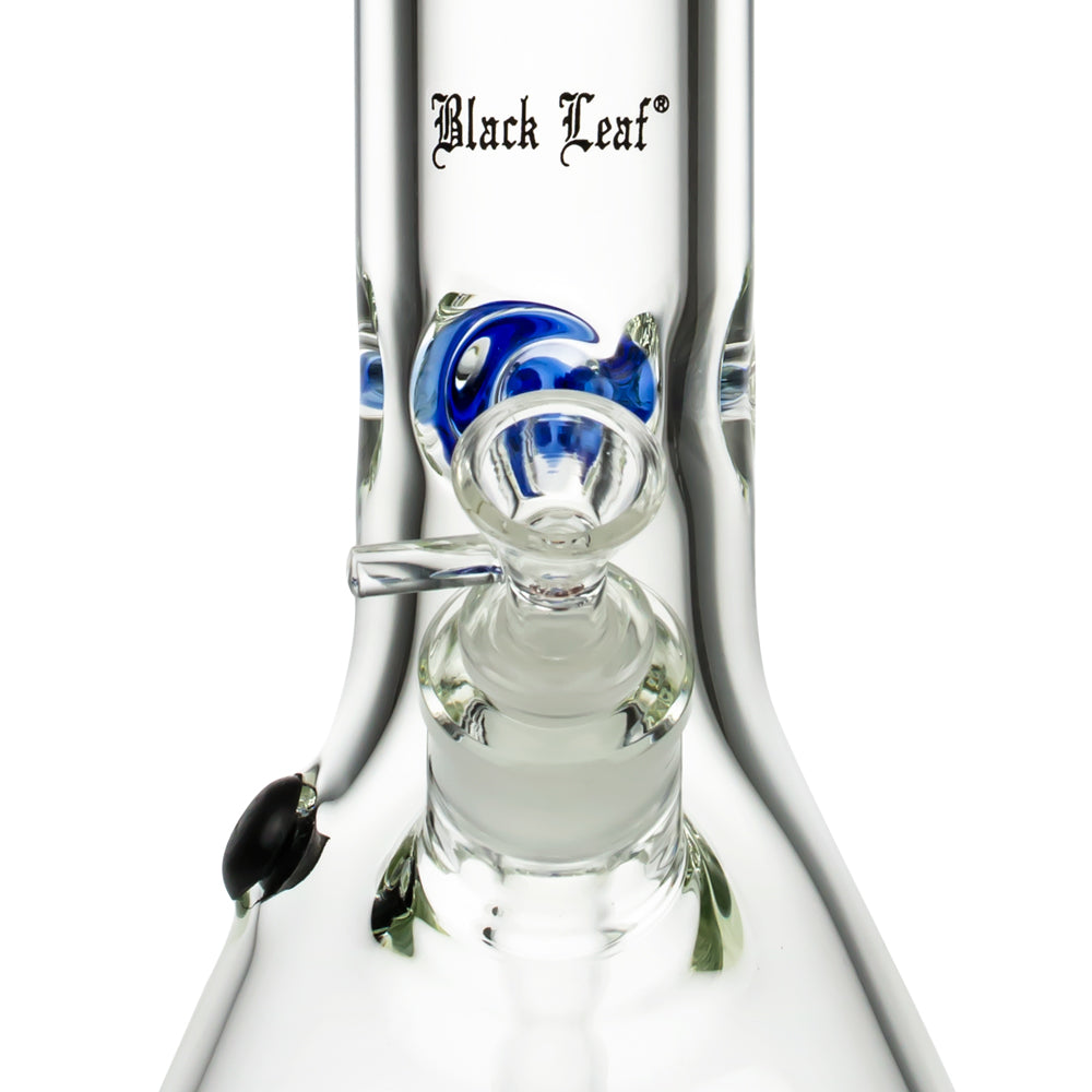 Black Leaf 9mm Beaker Ice Bong | 34 cm - Colored Ice Notches