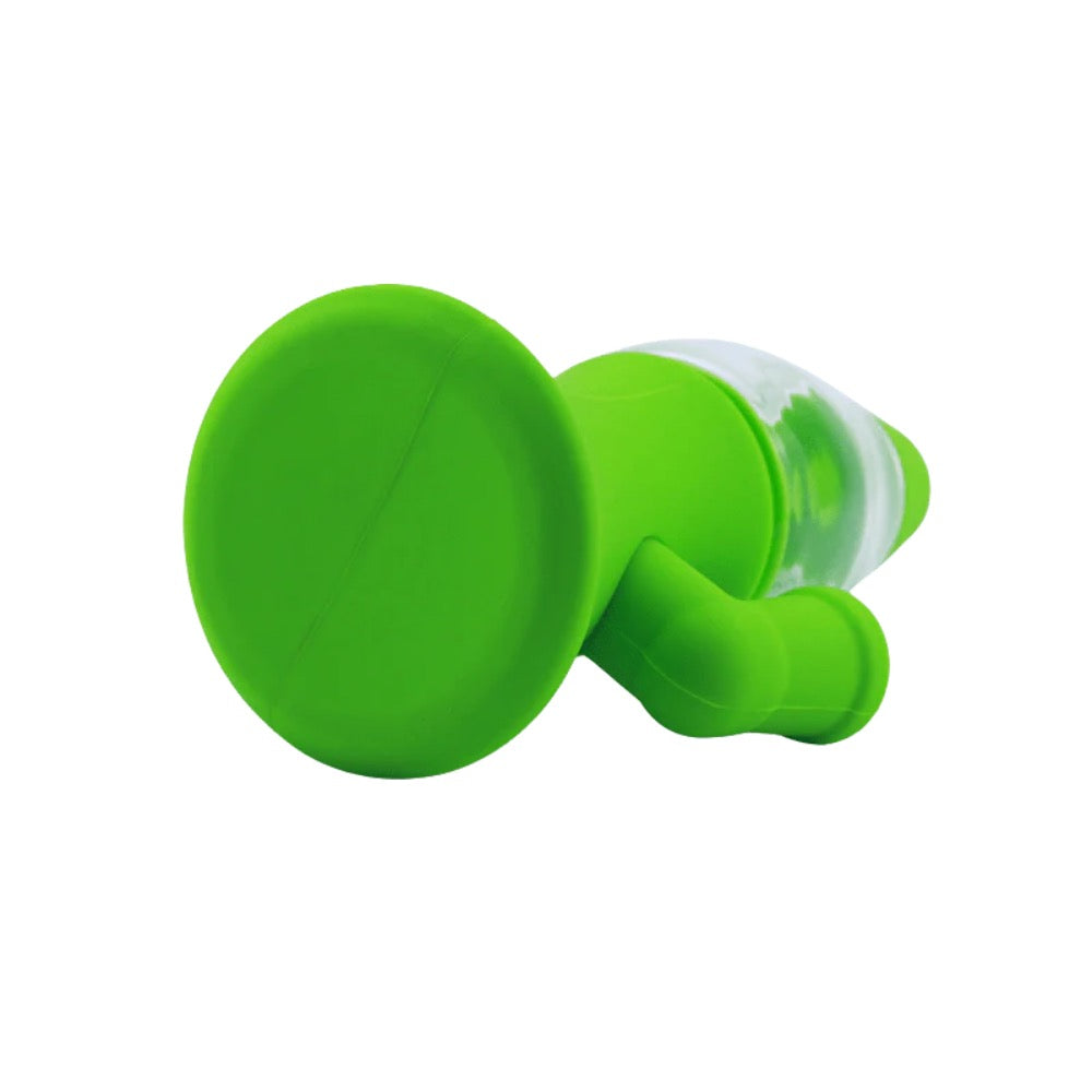 Cloud 8 Lava Lamp Silicone & Glass Water Pipe | Green | bottom view