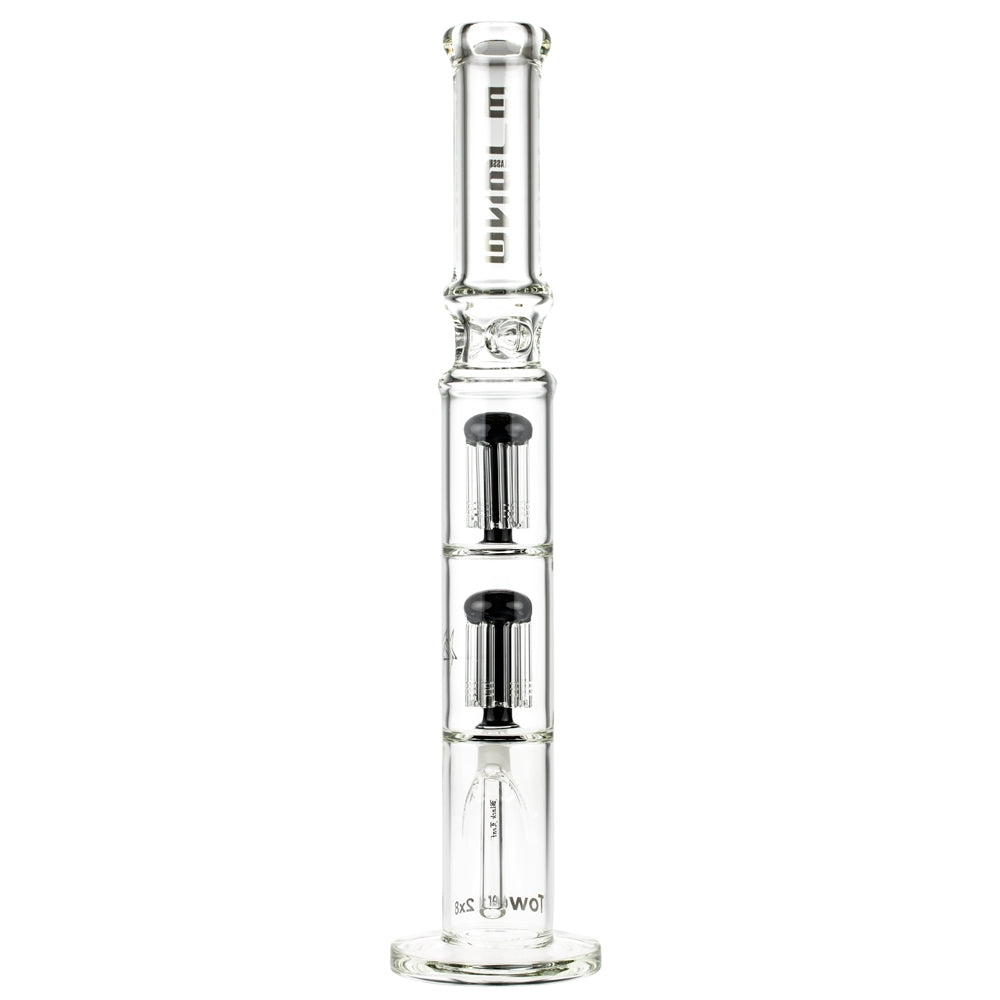 Blaze Glass Tower Straight Ice Bong with Double 8-arm Tree Perc | 7mm | Black - Back View 