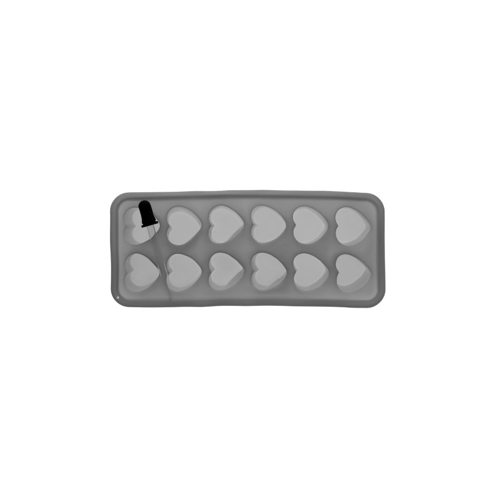 Silicone Heart Ice Cube Tray With Dropper | Light Grey
