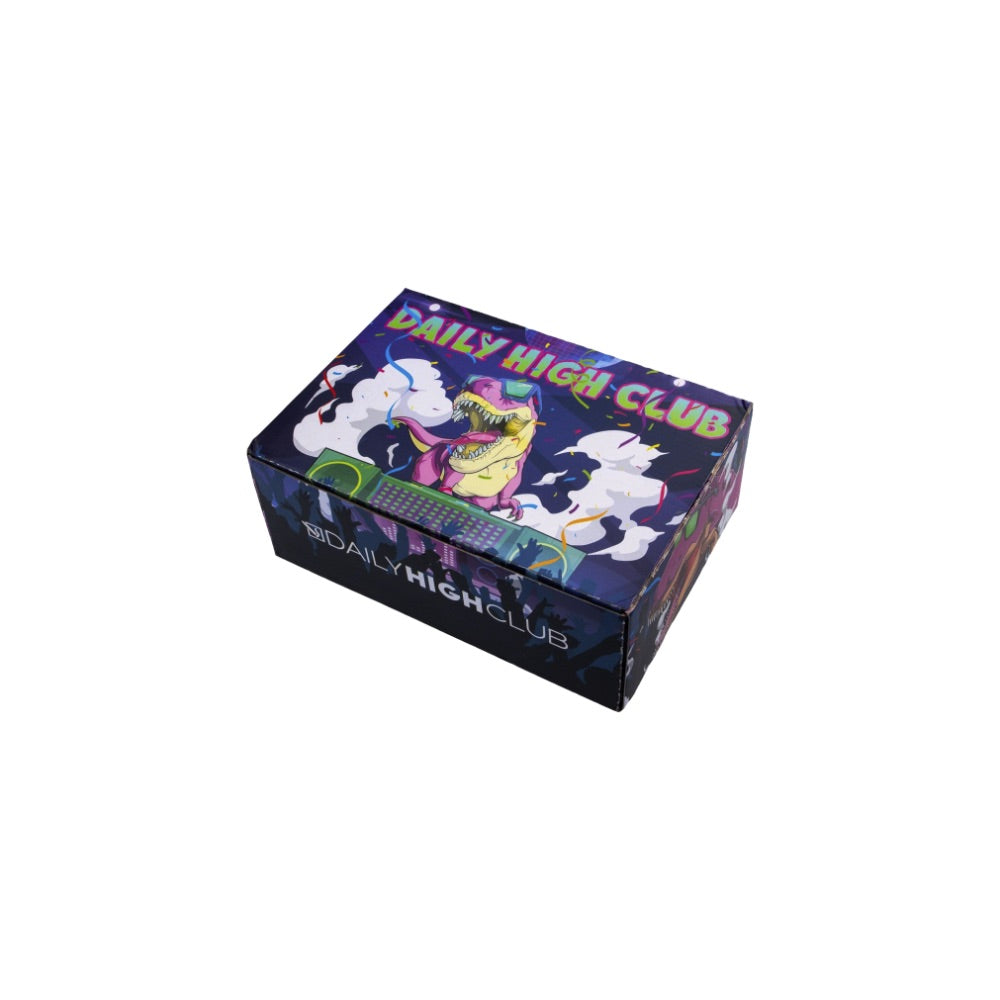 Daily High Club August 2023 Rave Dino Smoking Box | side view