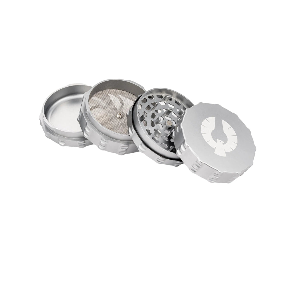 Phoenician 4 Piece Flat Top Grinder | Large | Silver