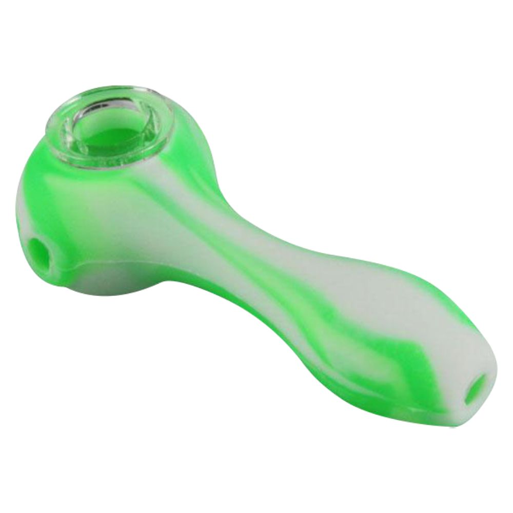Unbreakable Classic Silicone Hand Pipe | Green and white