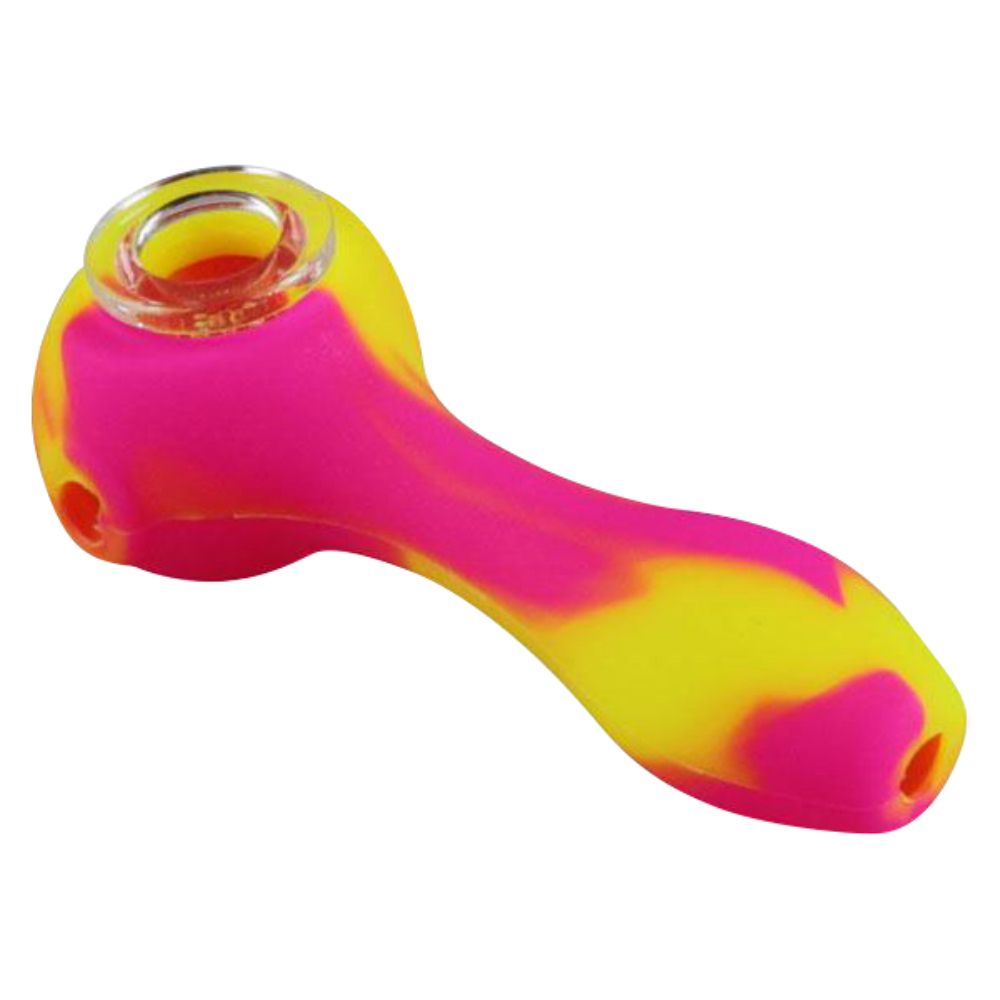 Unbreakable Classic Silicone Hand Pipe | Pink and yellow