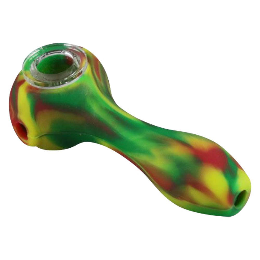Unbreakable Classic Silicone Hand Pipe | Green, yellow, and red