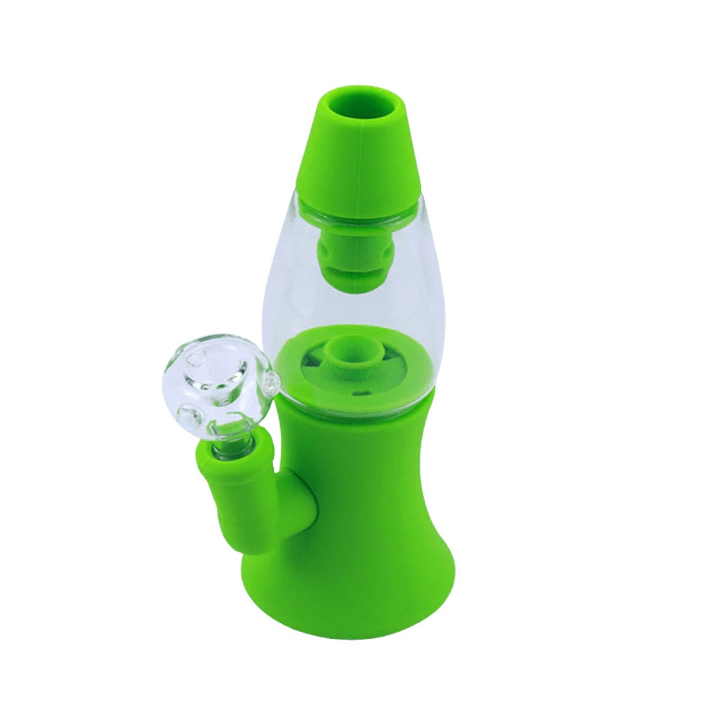 Cloud 8 Lava Lamp Silicone & Glass Water Pipe | Green