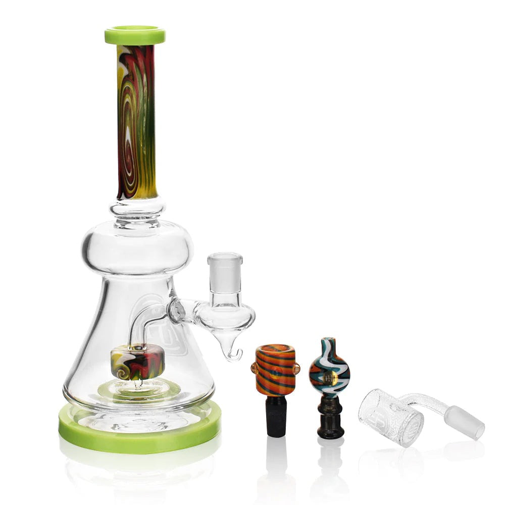 High Society Pegasi Premium Wig Wag Bong | Green | disassembled 