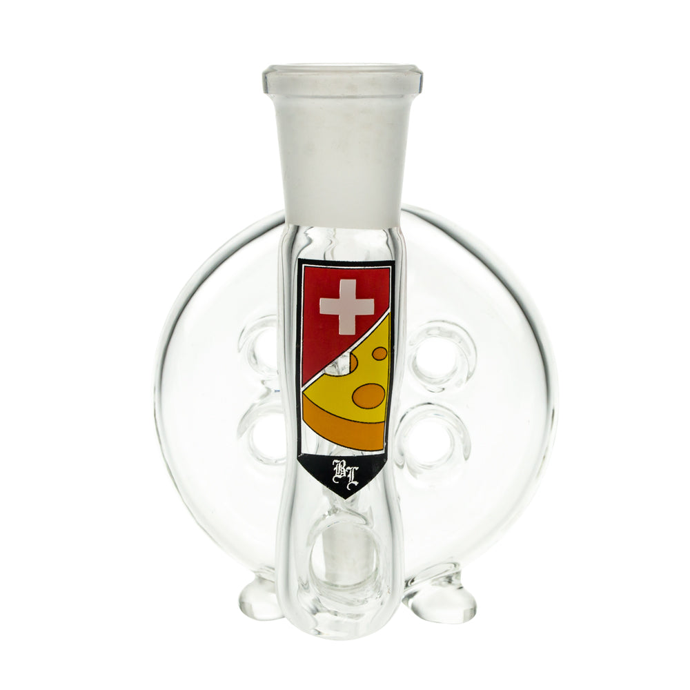 Black Leaf Swiss Cheese Perc Precooler with 90 Degree Joint - Front View 