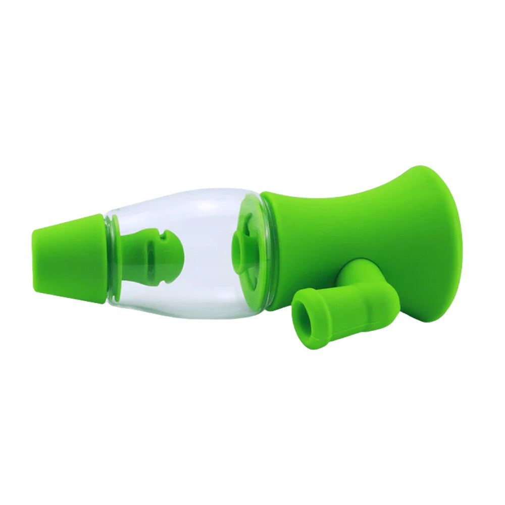 Cloud 8 Lava Lamp Silicone & Glass Water Pipe | Green | side view