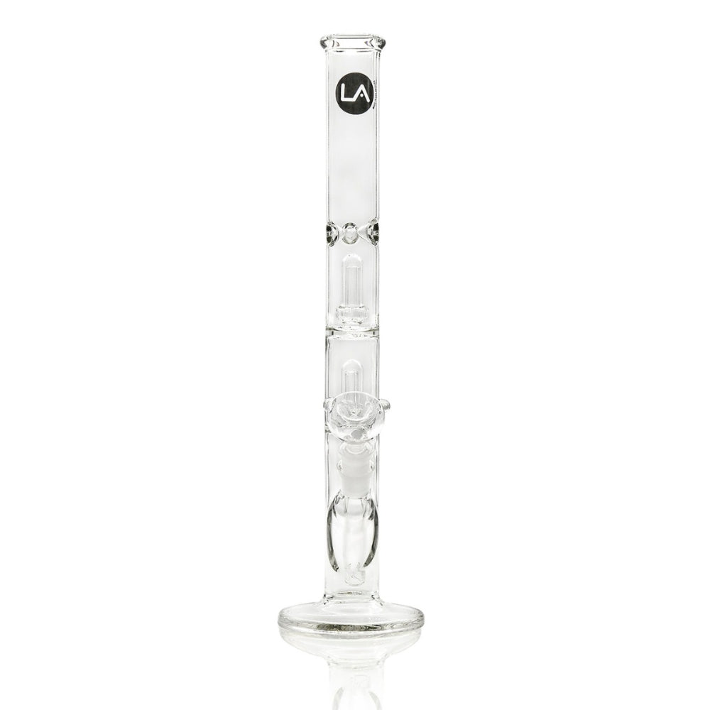 LA Pipes Straight Ice Bong with Double Showerhead Percolator | 14 Inch | Front view