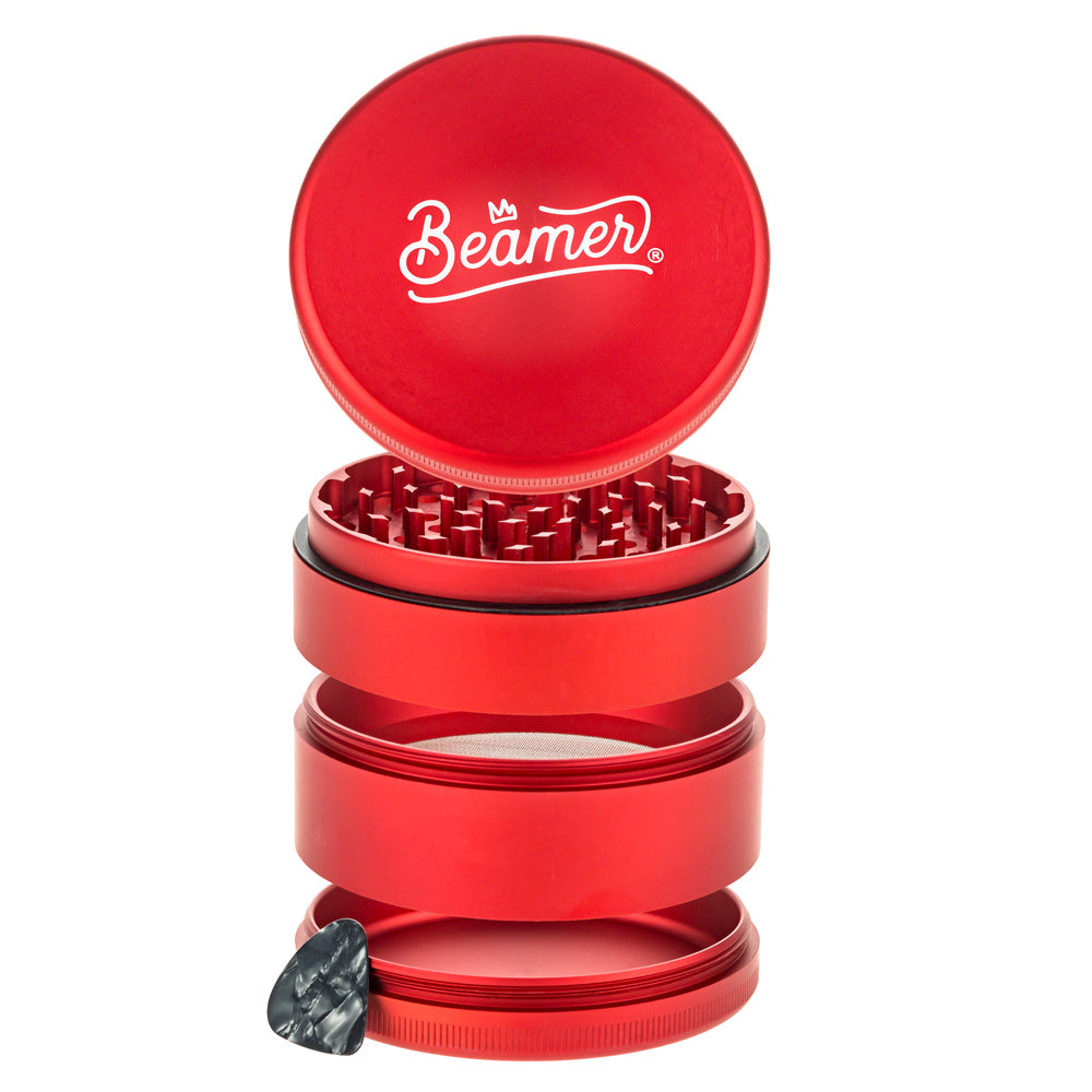 Beamer 4-Part Big Boy 90 Aircraft Grade Aluminum Grinder | All separated parts with pick