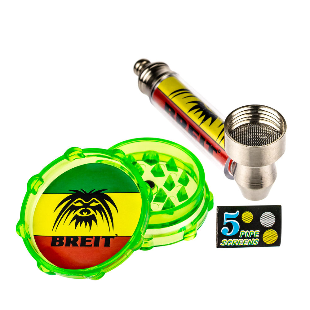 Breit Inverted Beaker Base Mini Bong Set with Metal Pipe in Case - Accessories 