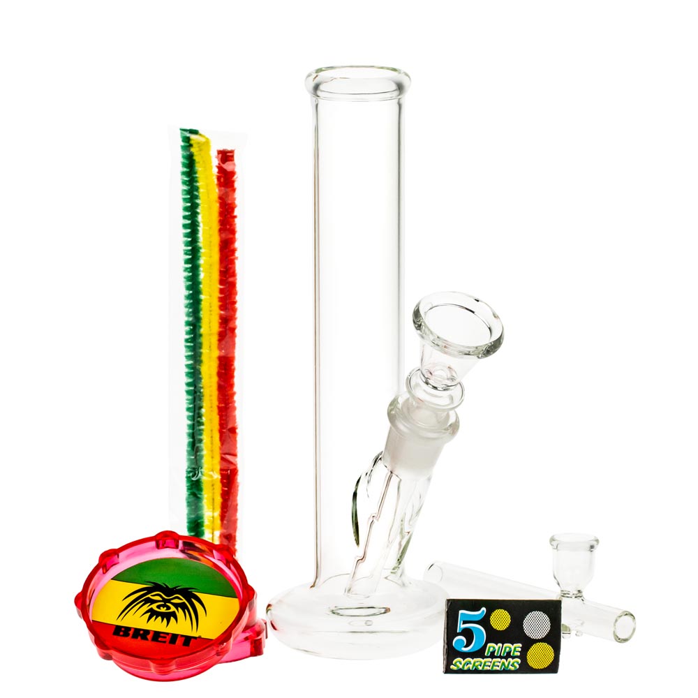 Breit Straight Mini Bong Set with Glass Steamroller in Case - Complete Set 