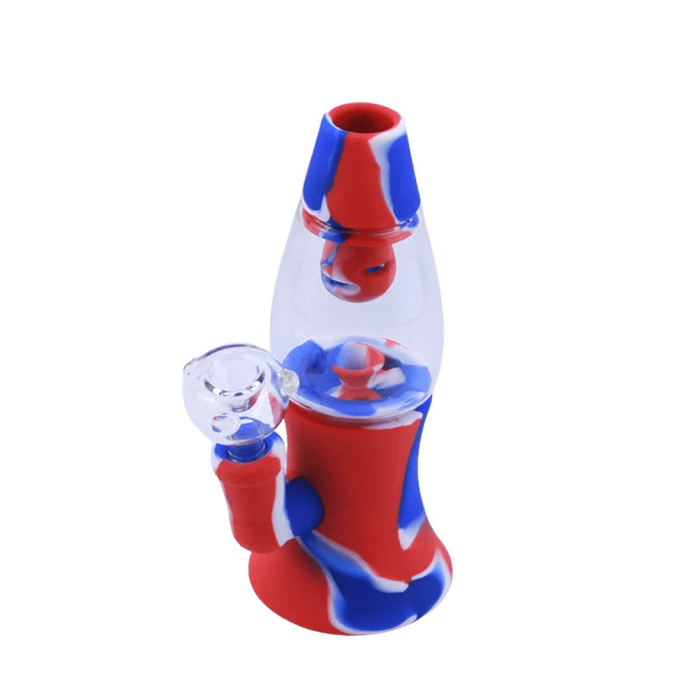 Cloud 8 Lava Lamp Silicone & Glass Water Pipe | Red Blue