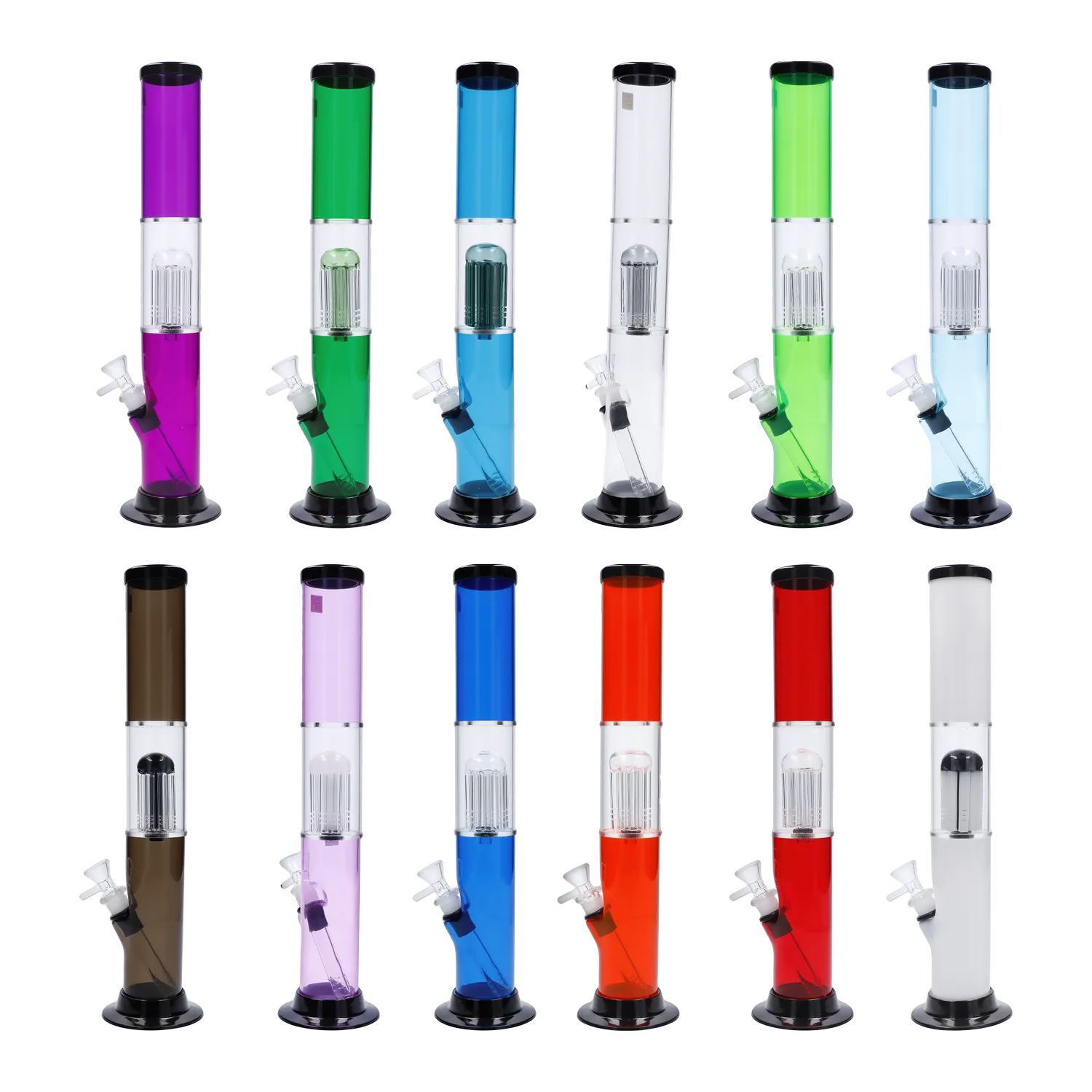 JM Plastics Straight Tube with Glass Perc Acrylic Water Pipe