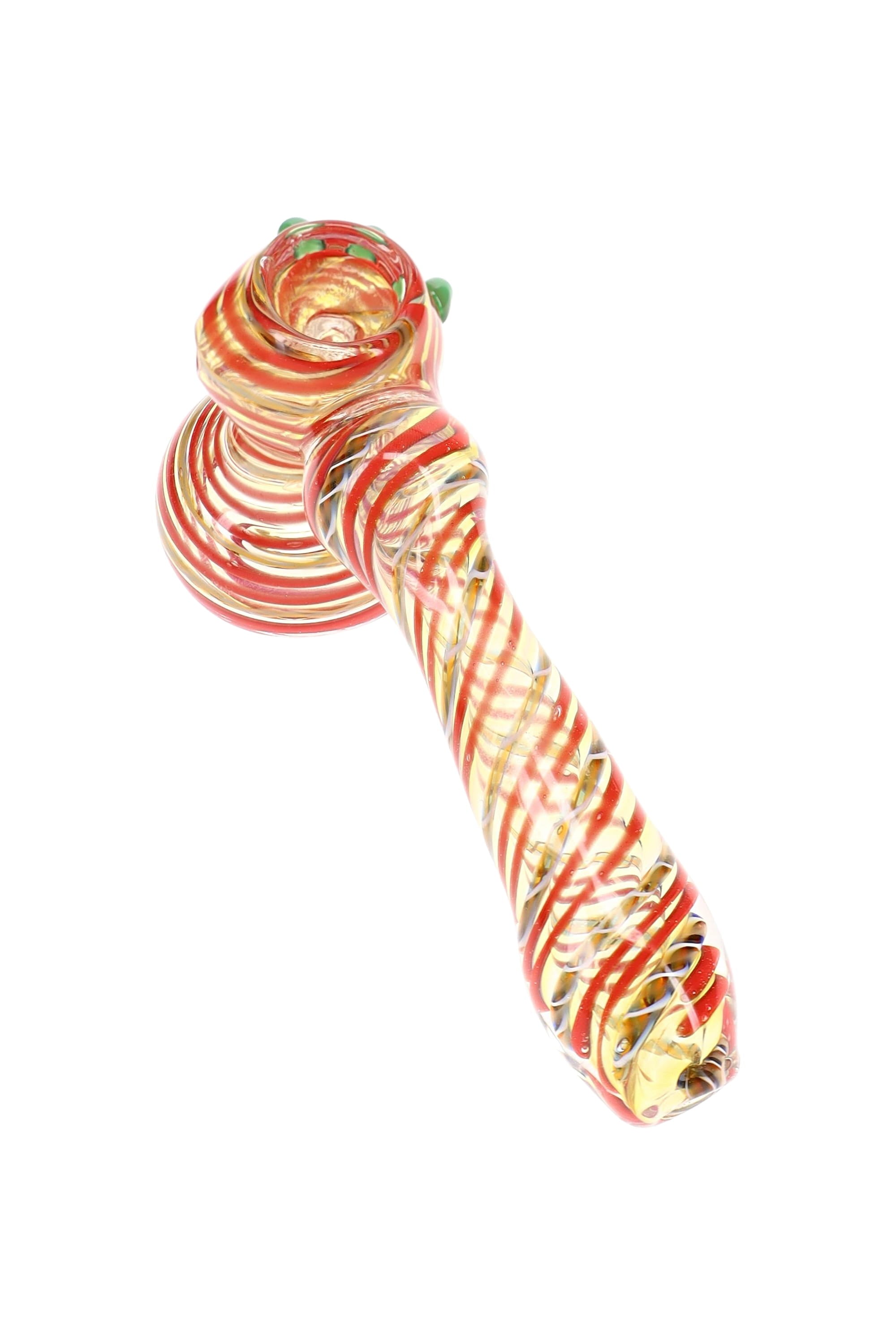 Primate Glass Color-Changing Spiral Hammer Bubbler “Stripe Sprint” – 5½″ – Assorted Colors