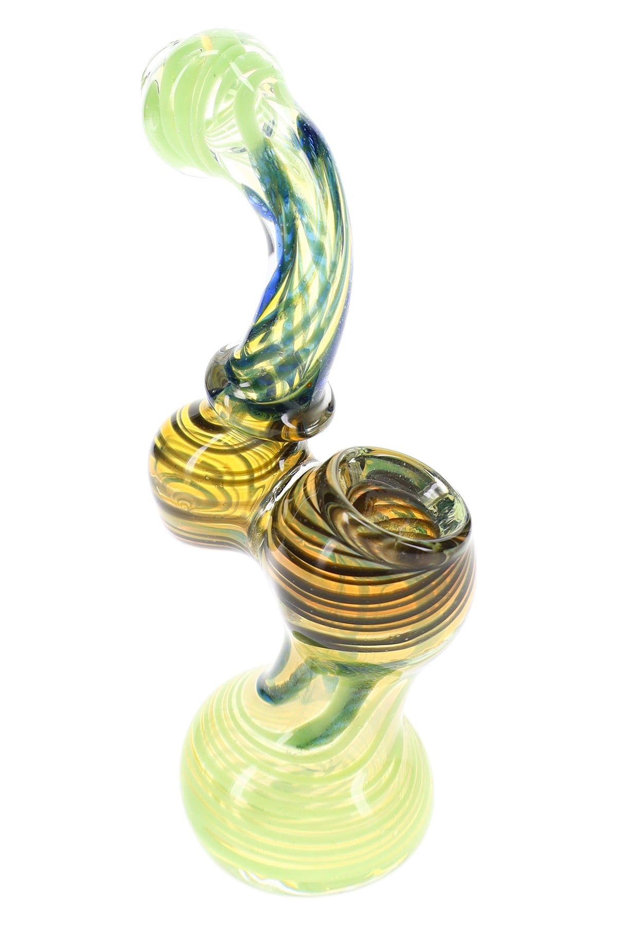 Primate Glass Color-Changing Striped Sherlock Bubbler “Stripe Sleuth” – 5½″ – Assorted Colors